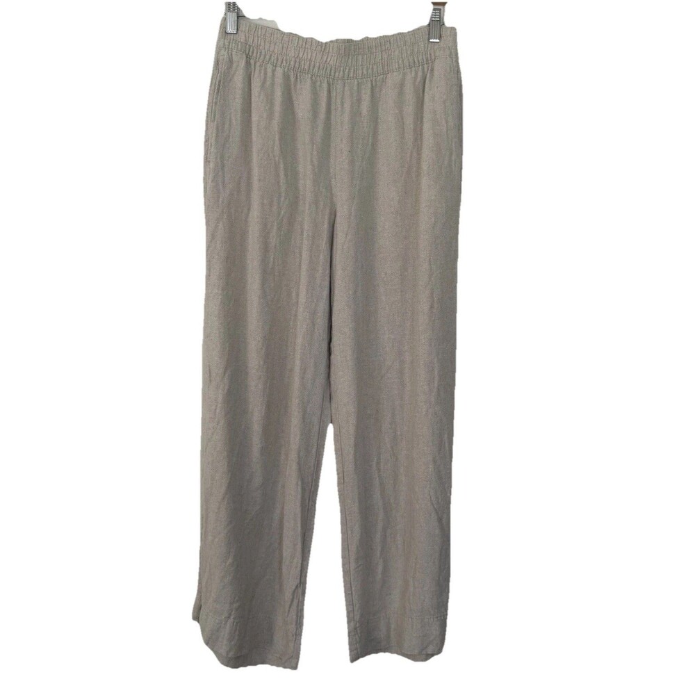 Old Navy Med High Rise Linen Blend Wide Leg Flax Pants Beach Lagenlook Coastal